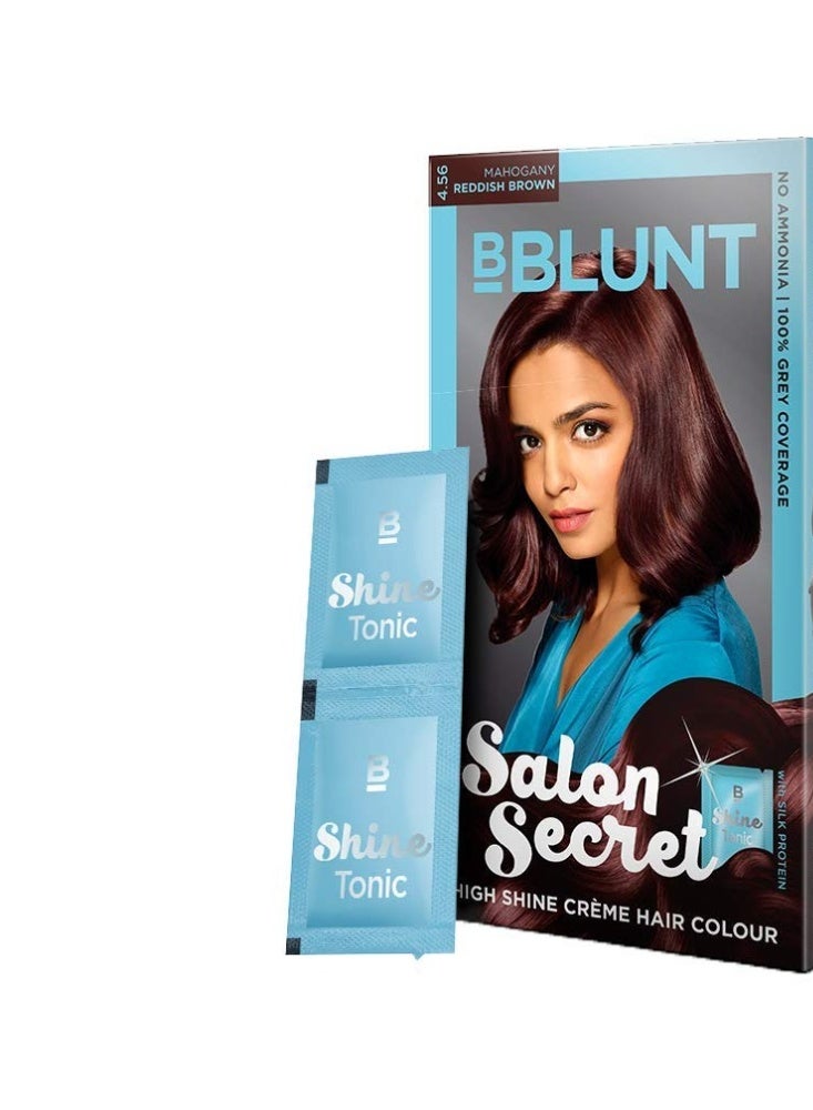 BBLUNT Salon Secret High Shine Crème Hair Colour, Mahogany Reddish Brown 4.56, 40g - Image 1